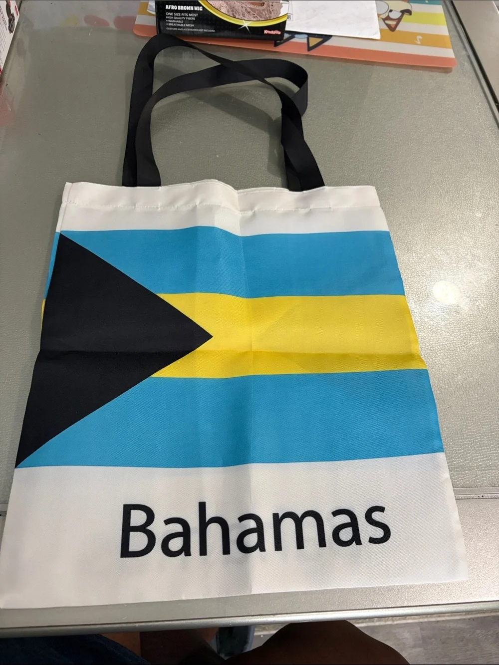 Bahamas Flag Canvas Tote Bag - Blue/Yellow/Black